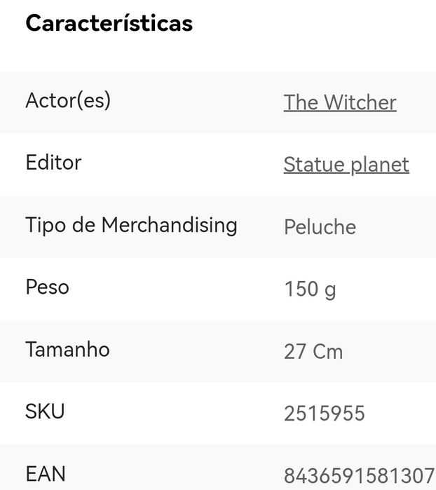 Peluche The Witcher - Ciri