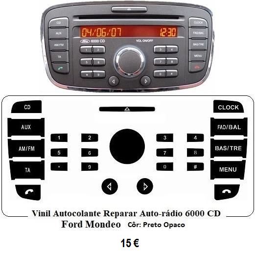 Kit Vinil Autocolante Botões Auto-Rádio Ford S-Max / Mondeo / KA