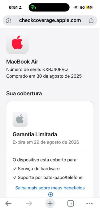 Macbook Air 16” 512GB com Fatura e Garantia