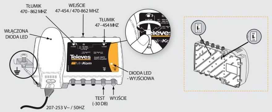 Wzmacniacz sygnału DVB-T/T2 Televes Minikom 537302