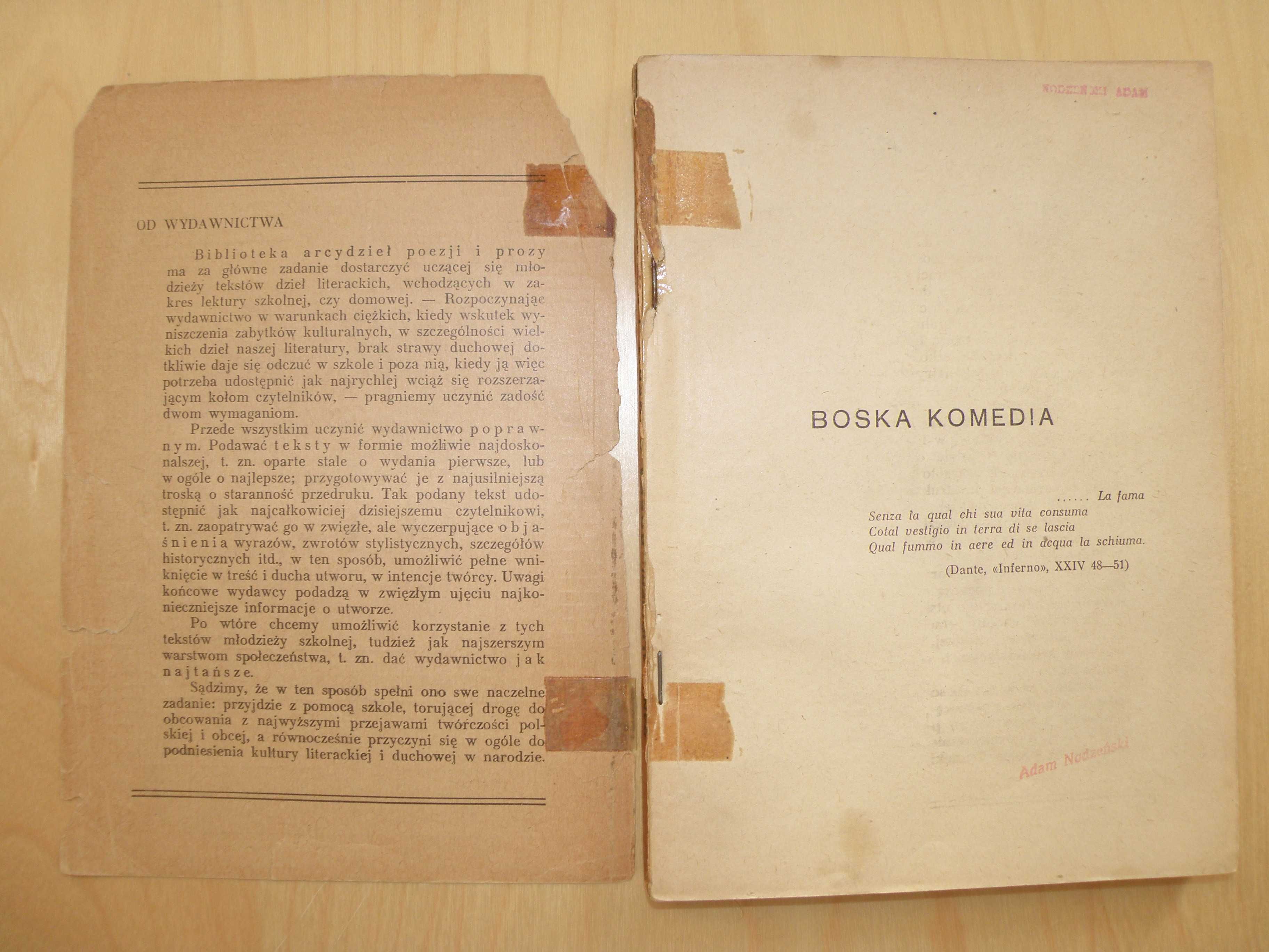 Dante Alighieri Boska Komedia Piekło Czyściec Raj / wyd. M. Kot 1947