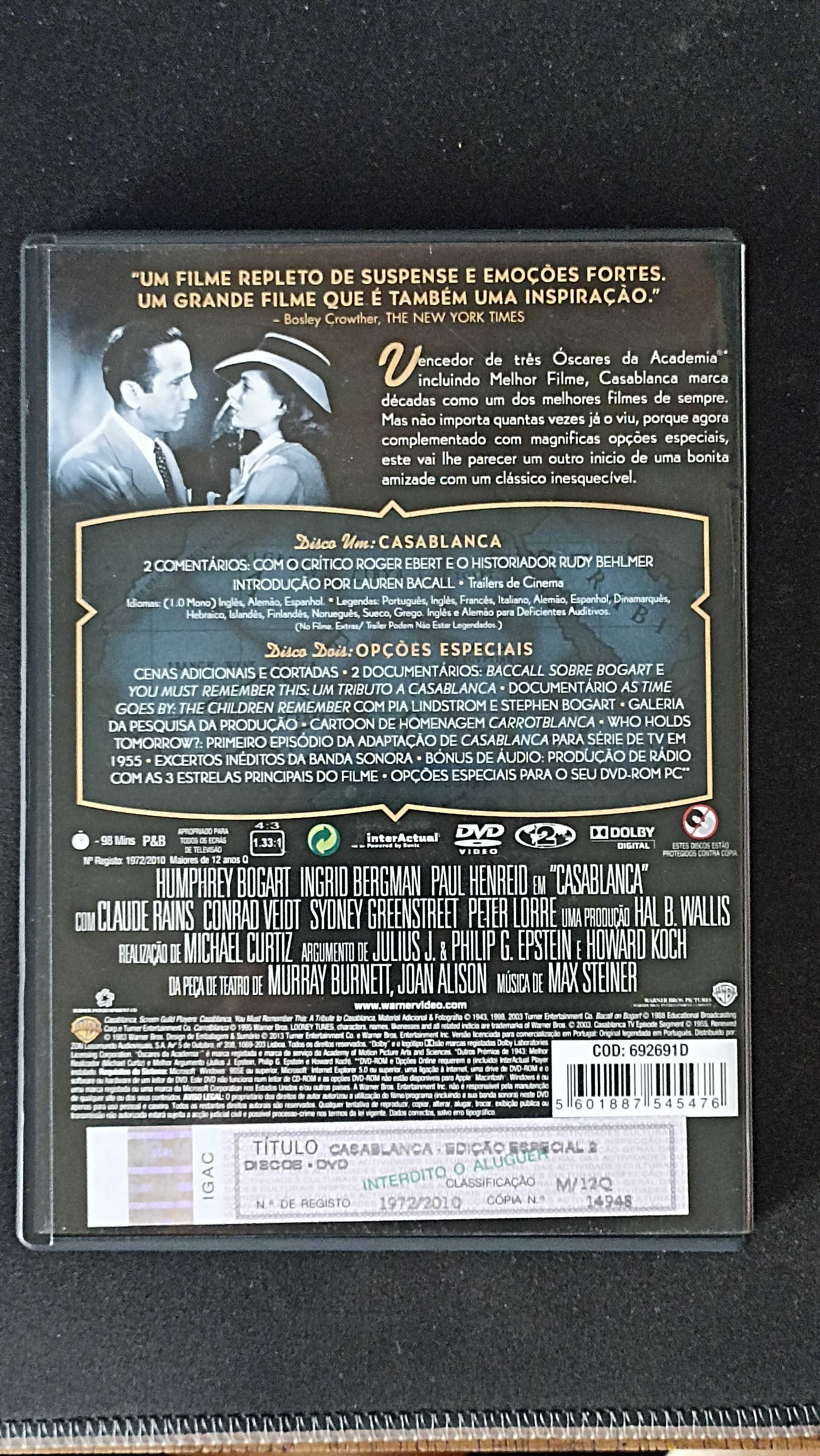 "Casablanca" (1942) DVD - EDIÇÃO ESPECIAL - NOVO