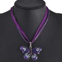 підвіска Метелик на стрічці, прикраса на шию «Butterfly fiolet»