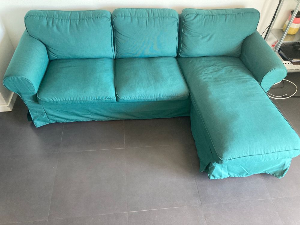 EKTORP IKEA -  Sofá 3 lugares c/chaise longue, Totebo turquesa escuro