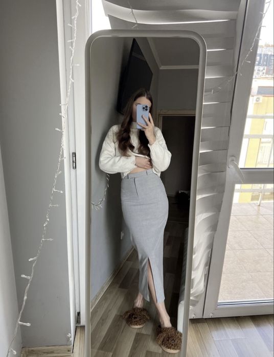 Серая юбка миди inspo