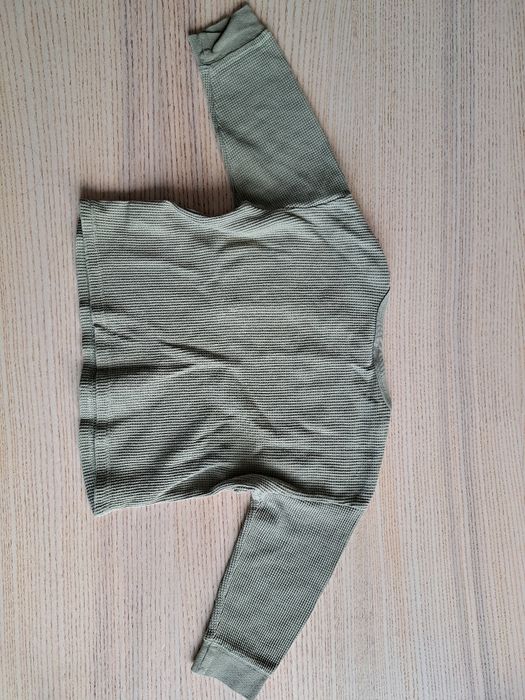 Koszulka h&m 86 top waflowy splot szałwiowy zielony długi rękaw