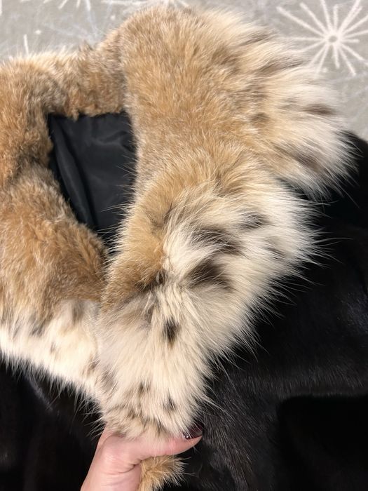 Шуба норкова комір рись