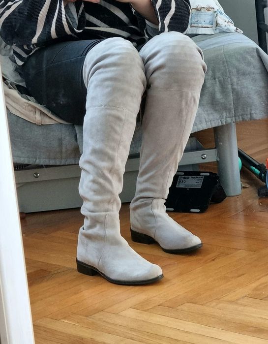 Kozaki za kolano wiązane zamszowe rozmiar 36