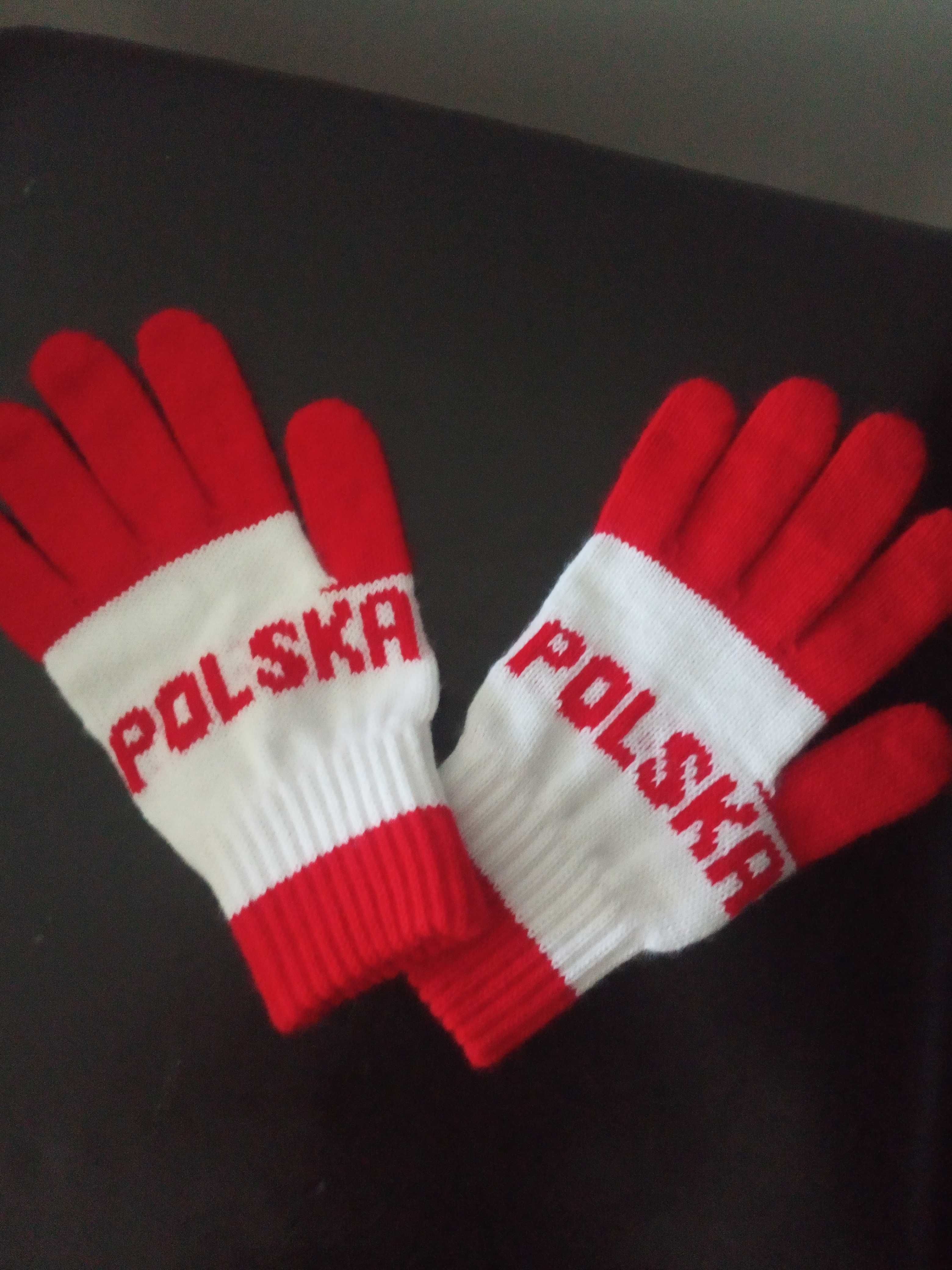 Rękawiczki "Polska" biało czerwone 20 cm