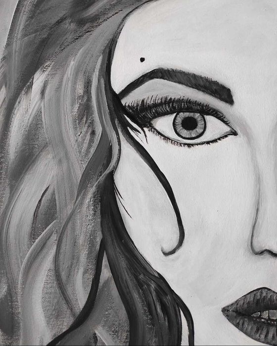 Obraz Kobieta Malowany Farbami Akrylowymi