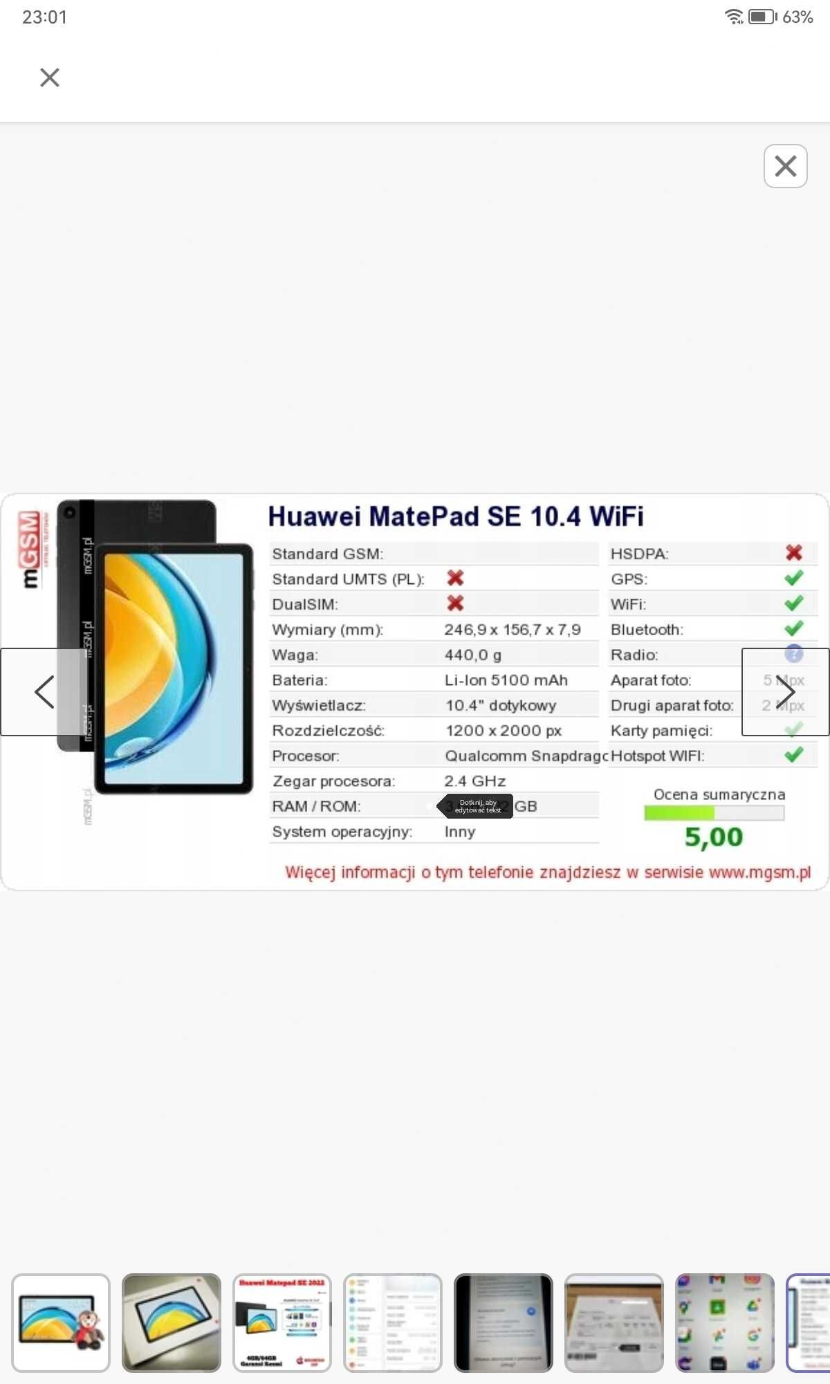 SUPER TABLET Huawei SE.Gw.prod.Ekran 10.36.Sklep Google Play