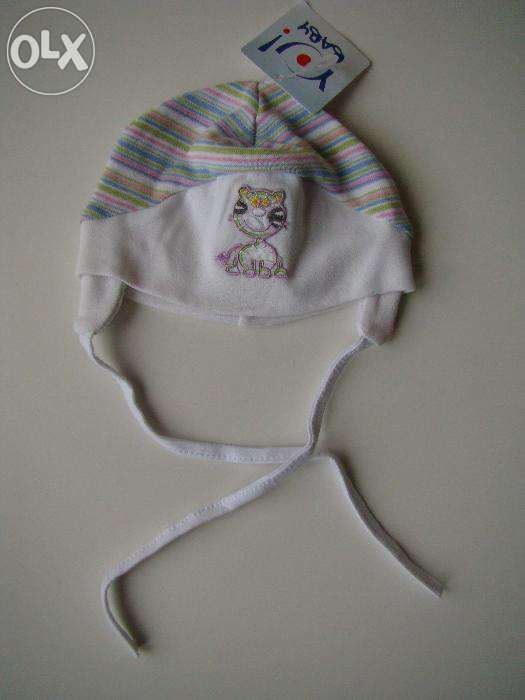 NOWA czapka niemowlęca z kotkiem YO! BABY dwa wzory rozm. 62