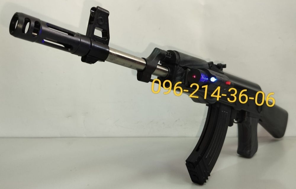 Детский автомат АК-47, 57 см., лазерный прицел и подсветка, на пульках