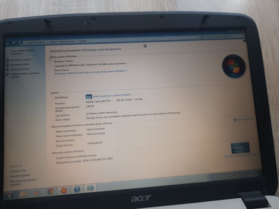 Laptop acer aspire 4315