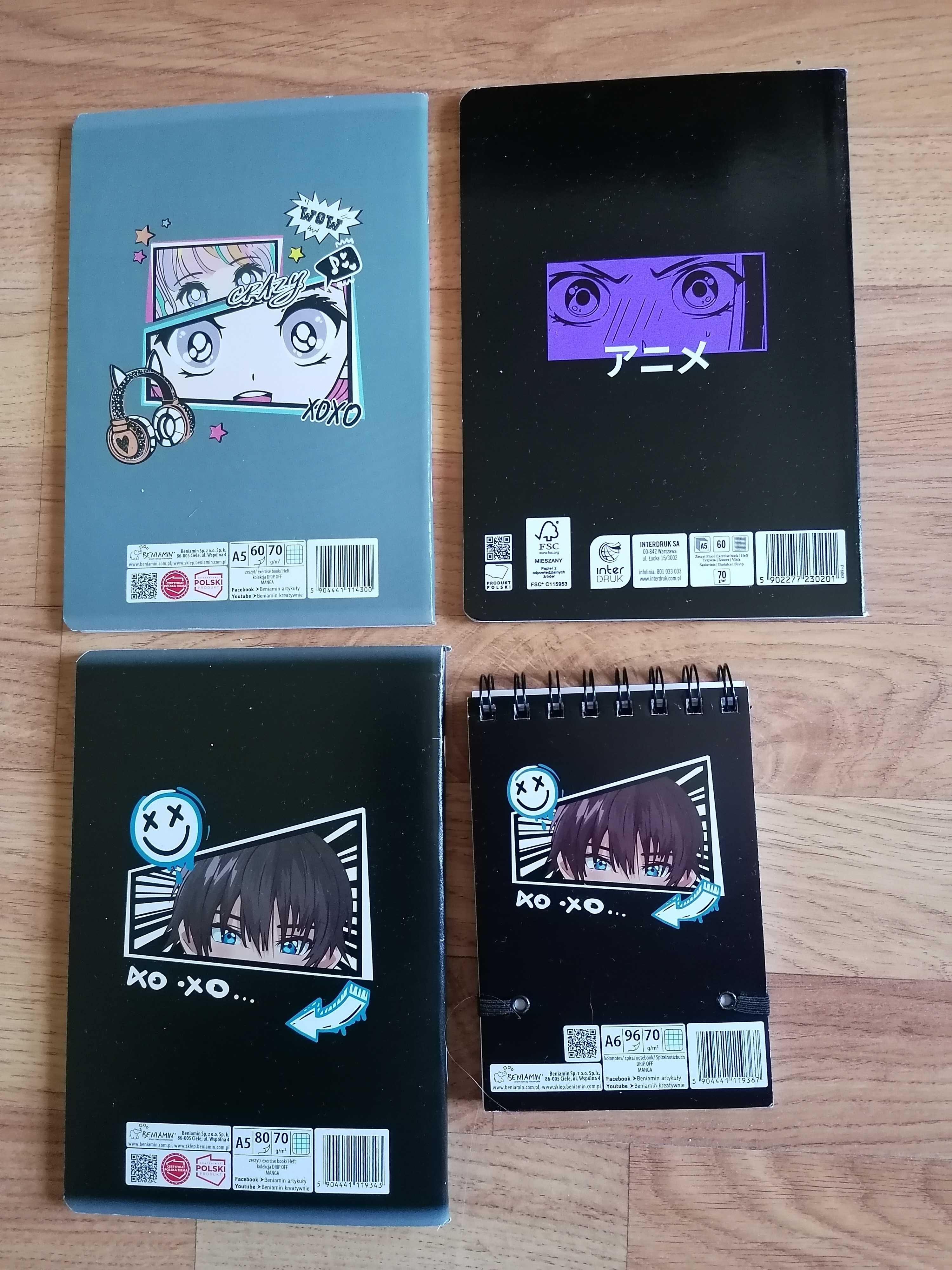 Anime Piórnik, podkładka na biurko, 3 nowe zeszyty + notes