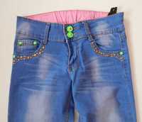 Spodnie jeans wywijane nogawki r. 146