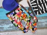 Italy Legginsy kolorowe kwiaty S