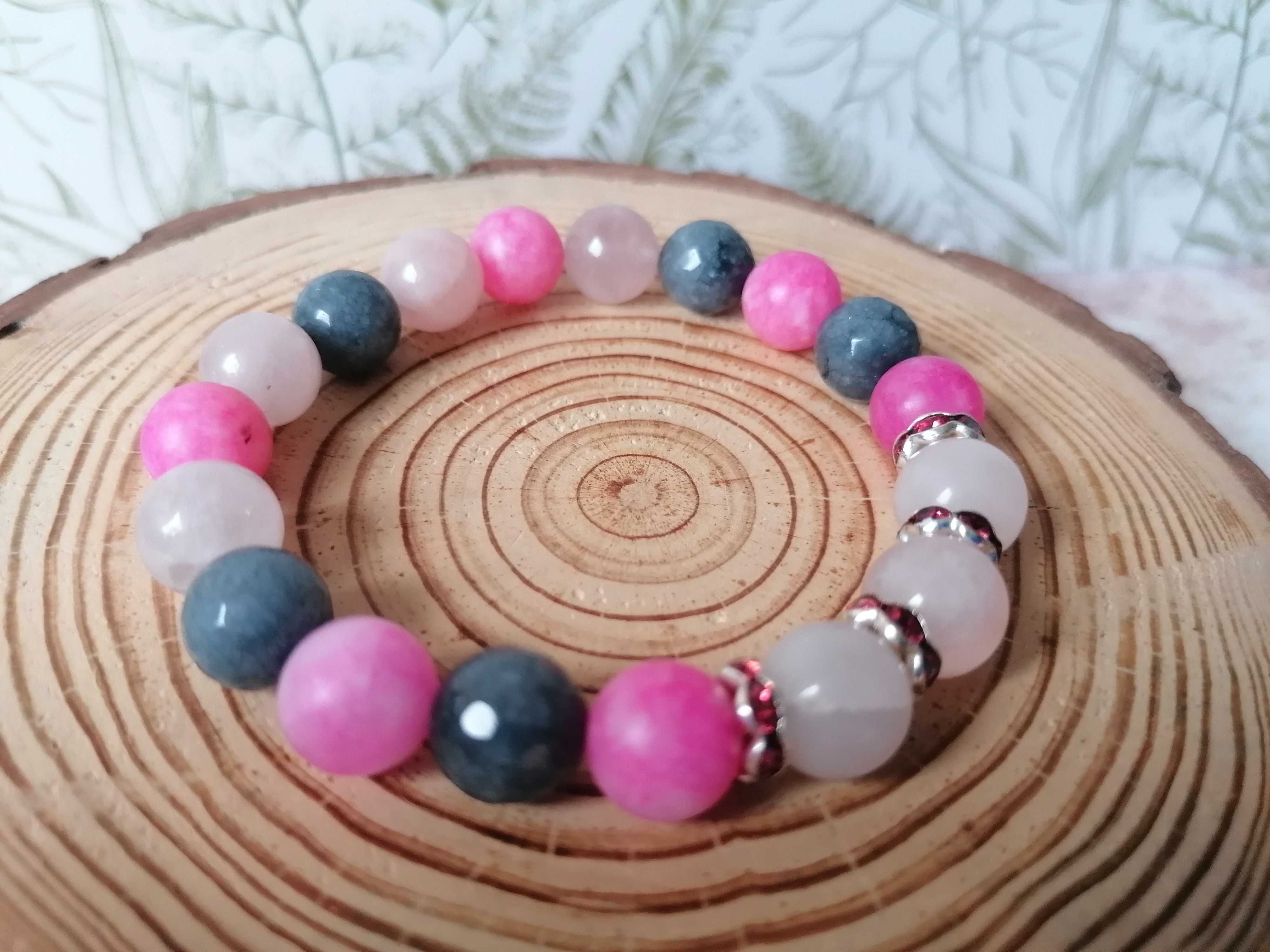 Handmade Bransoletka kamienie naturalne JADEIT_KWARC