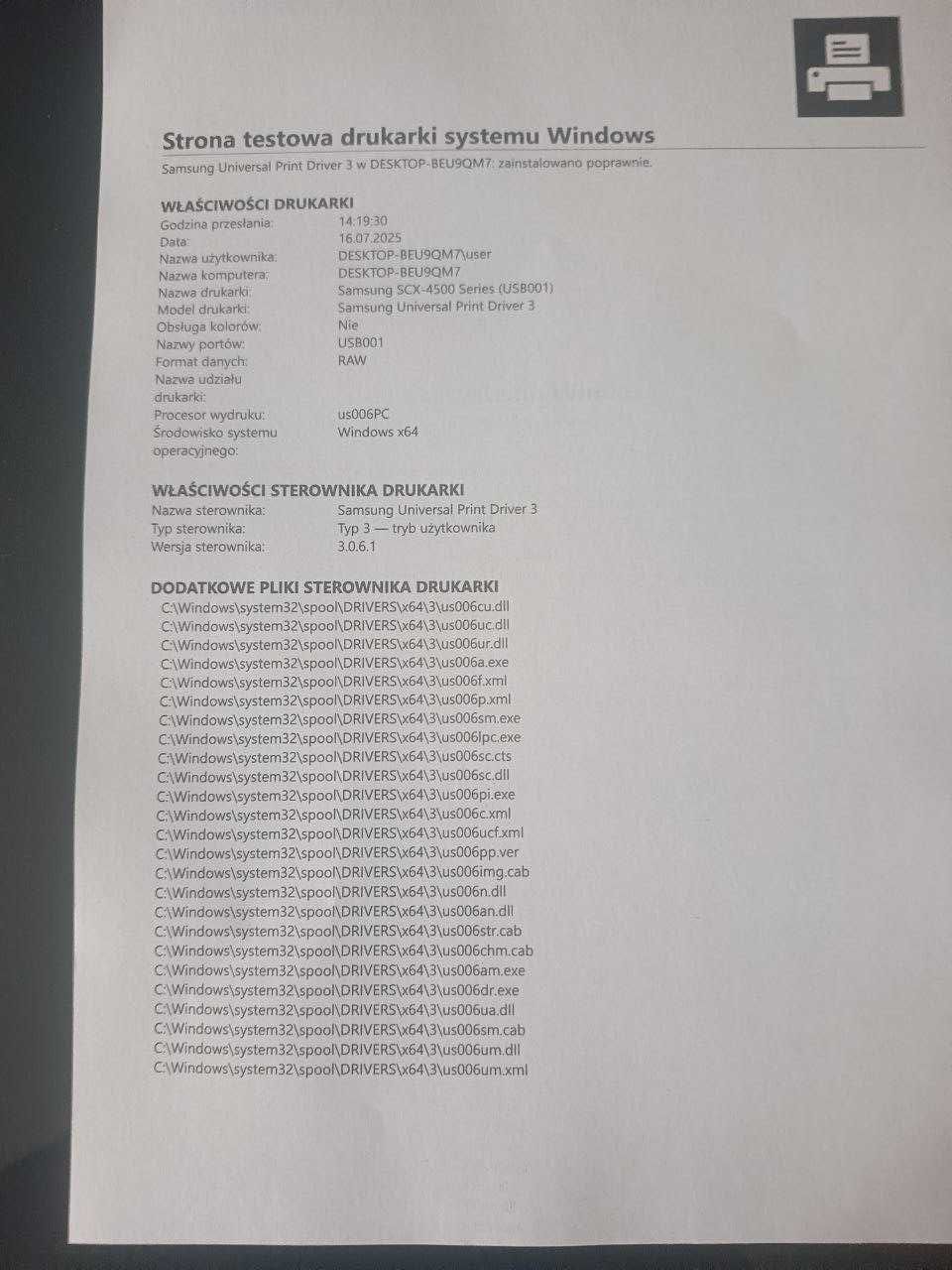 Sprzedam urządzenie wielofunkcyjne Samsung SCX-4500 laserowe