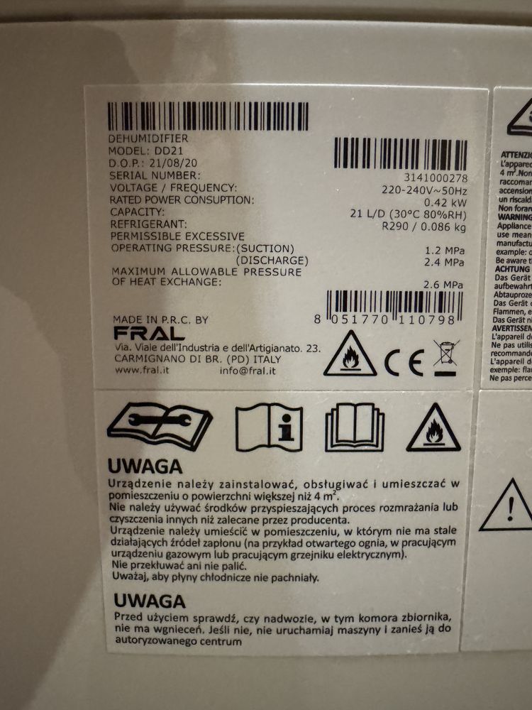 Osuszacz powietrza FRAL DryDigit 21