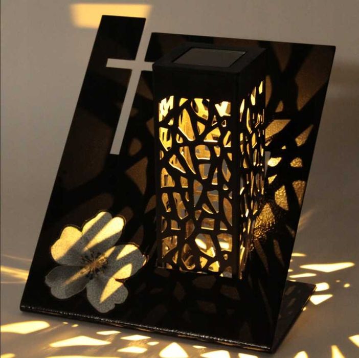 NOWY Znicz Solarny Na Cmentarz LED Lampion Duży Nowoczesny Nagrobny