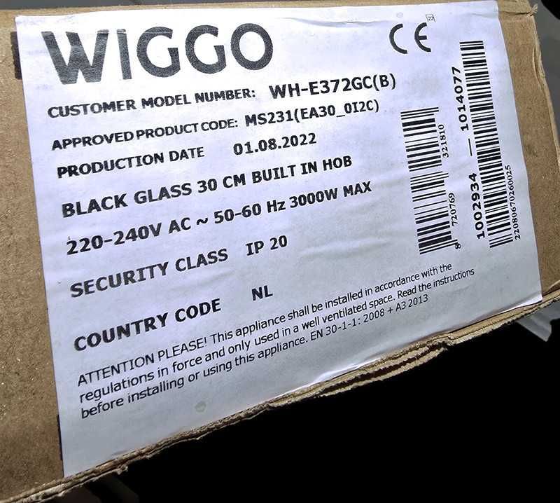 Płyta ceramiczna grzewcza do zabudowy WIGGO WH-E372GC Jak nowa