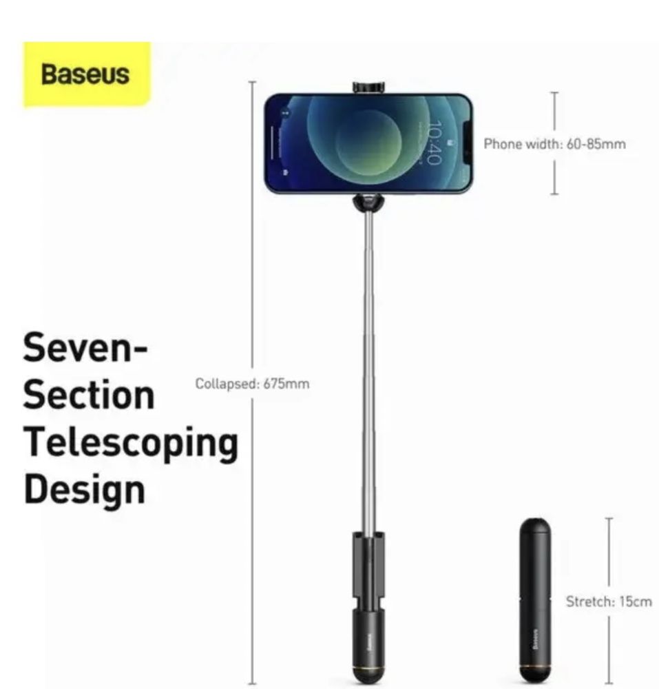 Монопод Baseus Ultra Mini Folding Bluetooth Чорний