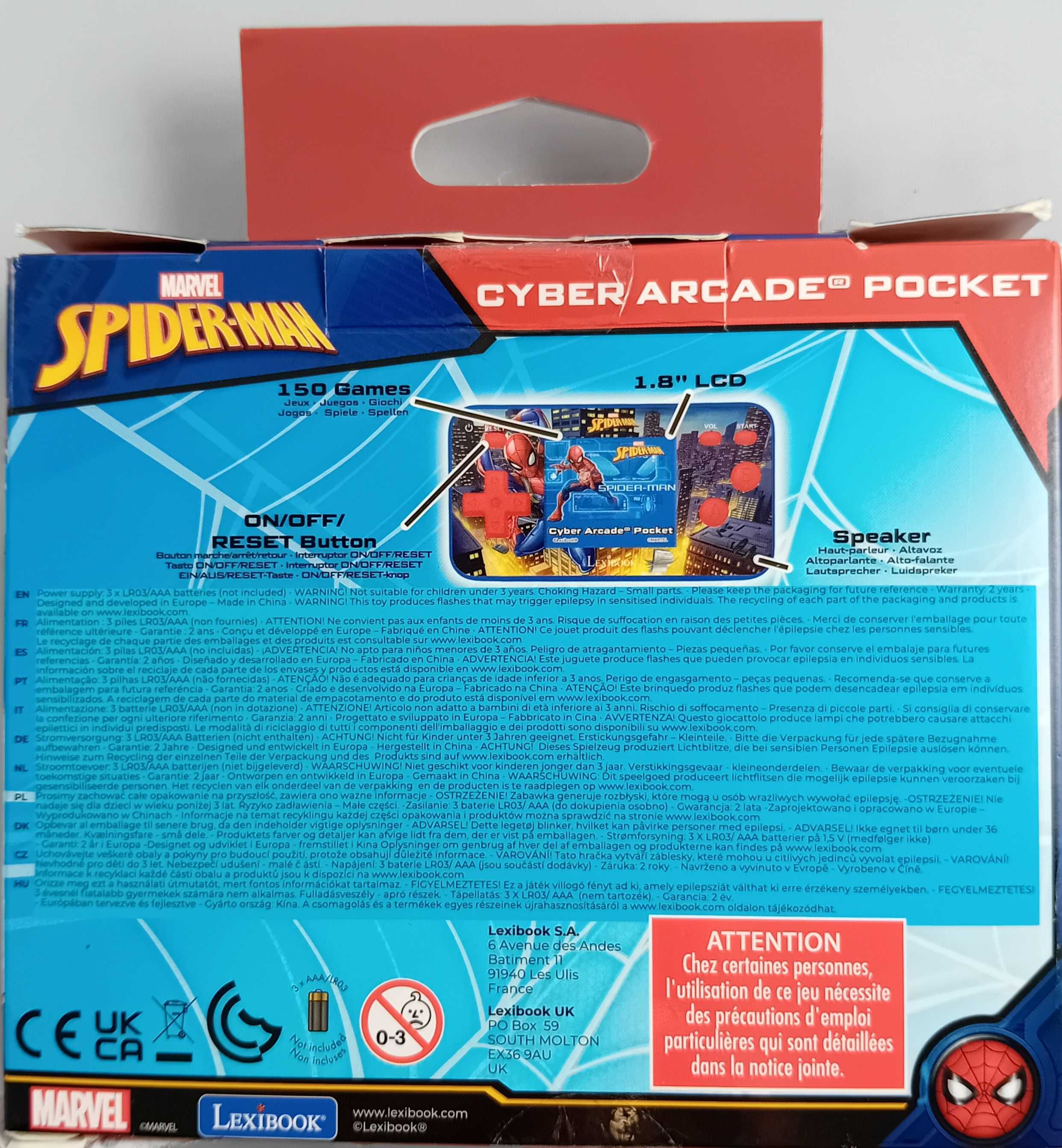 LEXIBOOK Przenośna konsola SPIDER-MAN arcade pocket 150 gier LCD