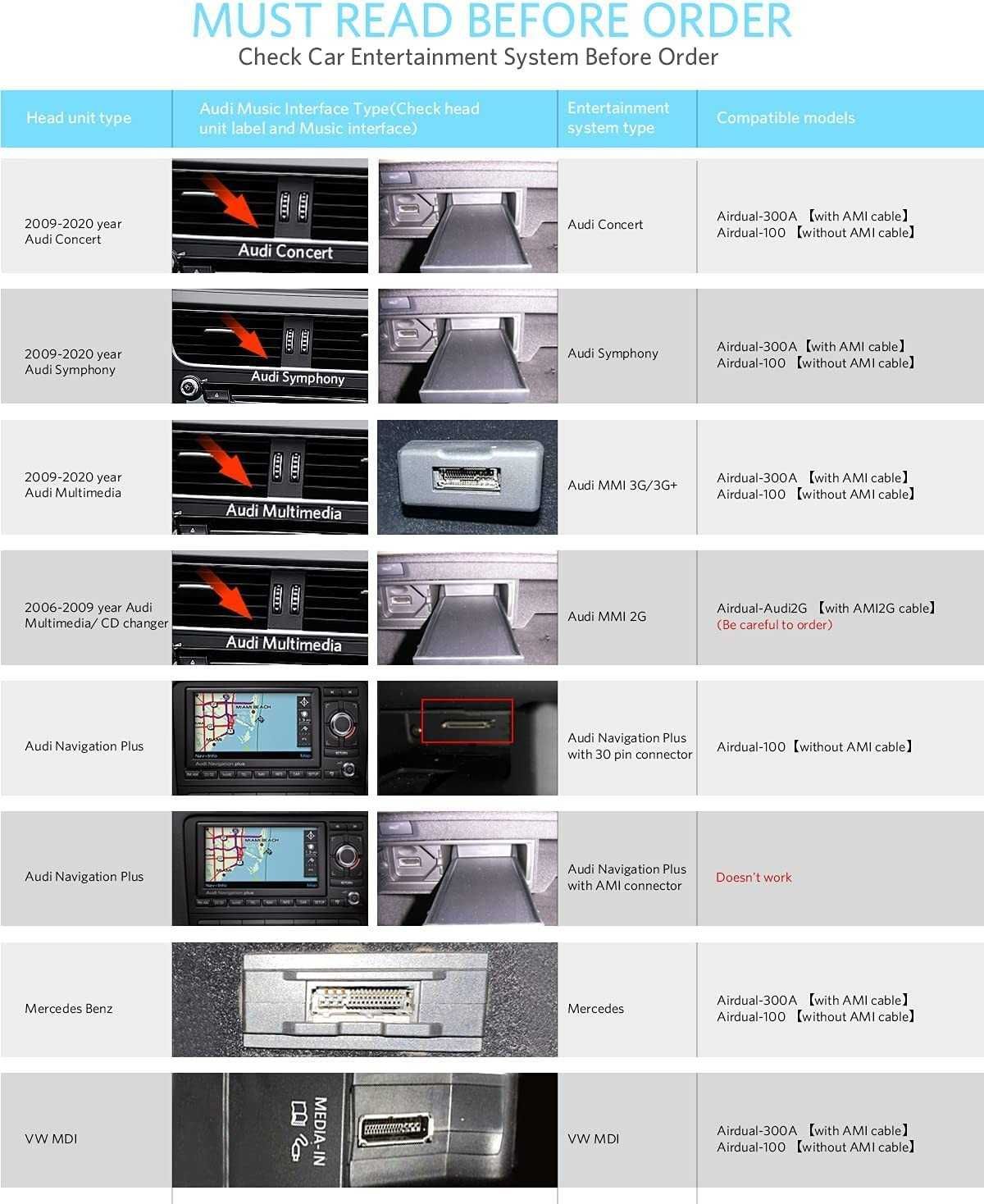 INVERY Airdual-Audi2G Bluetooth адаптер для 2004-2009  Audi MMI AMI 2G