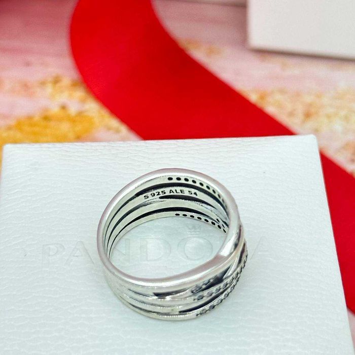 Каблучка Pandora "Сяючі лінії" 190919CZ Кольцо Пандора Сияющие Линии