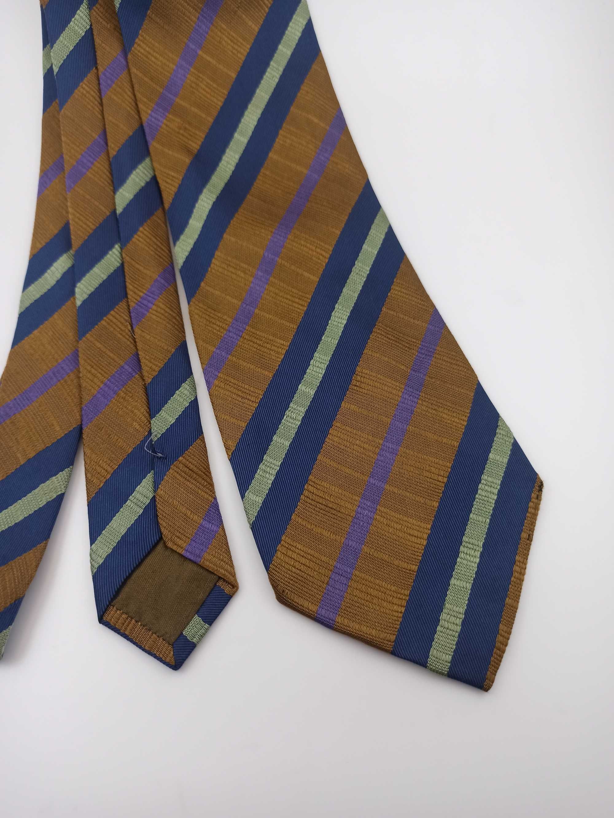 Kenzo brązowy jedwabny krawat w paski