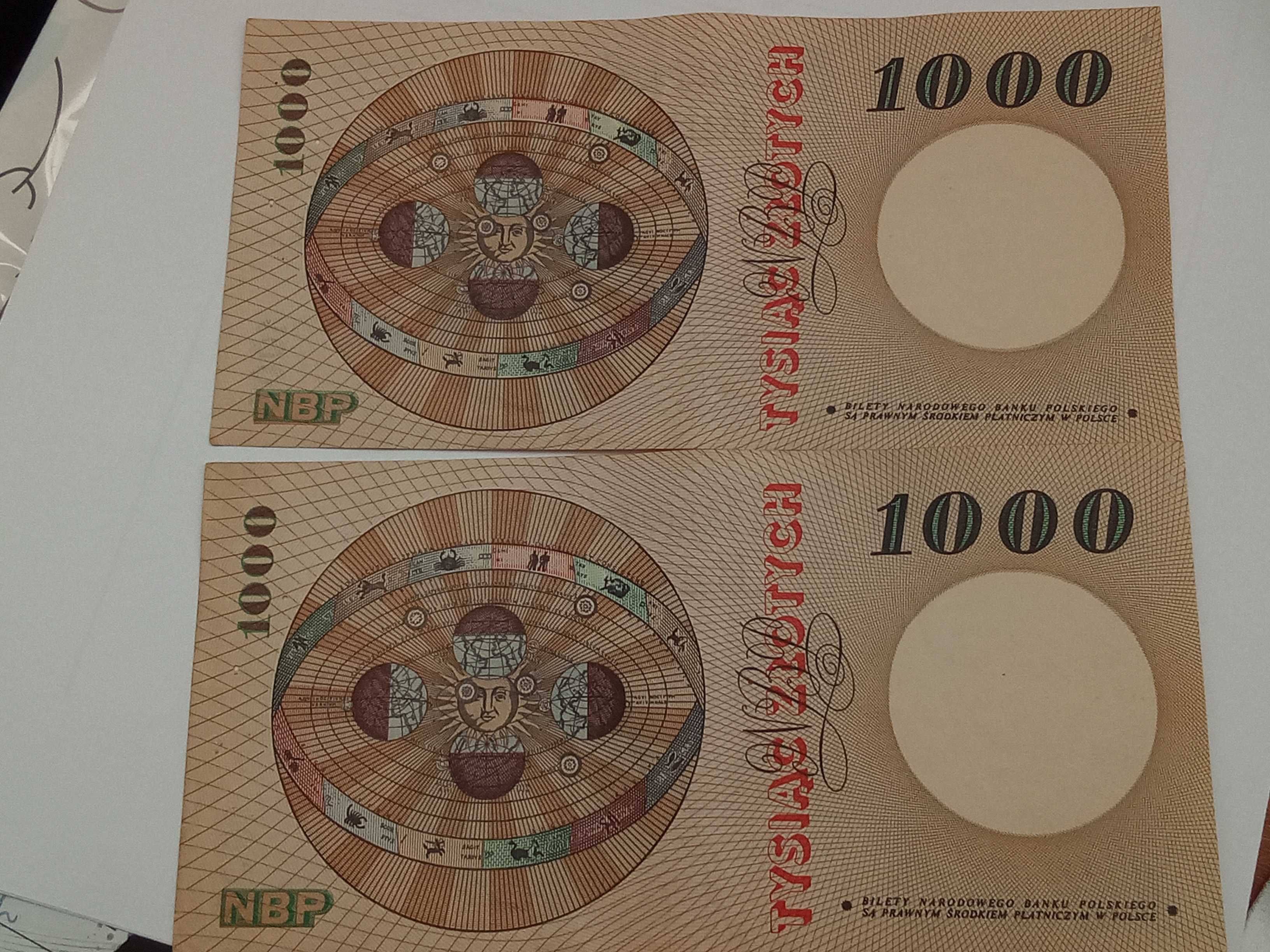 Banknoty 1000 zlotych z 1965 r seria H parka .