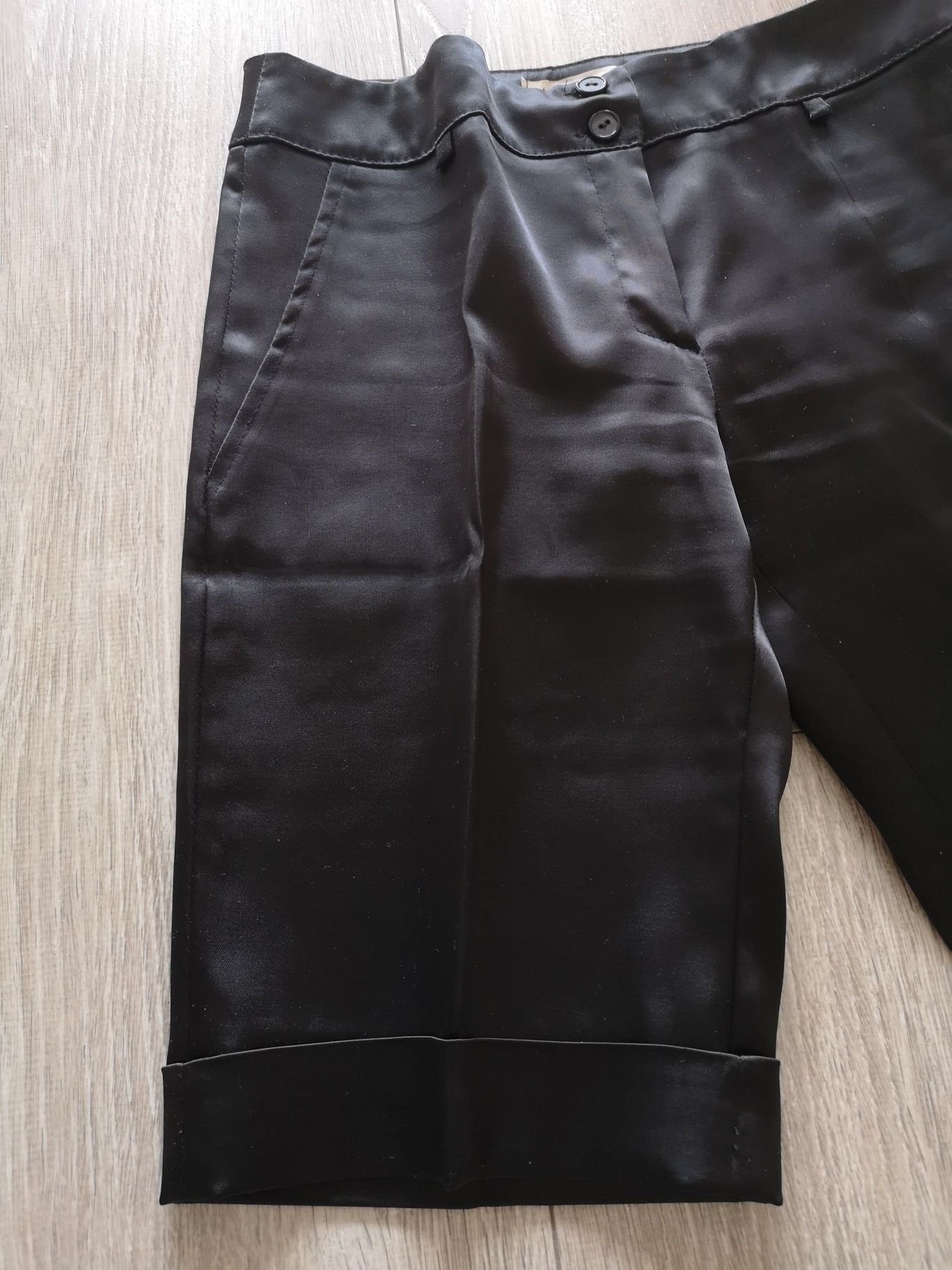 Spodnie spodenki krótkie 38 M eleganckie nowe szorty czarne kanty