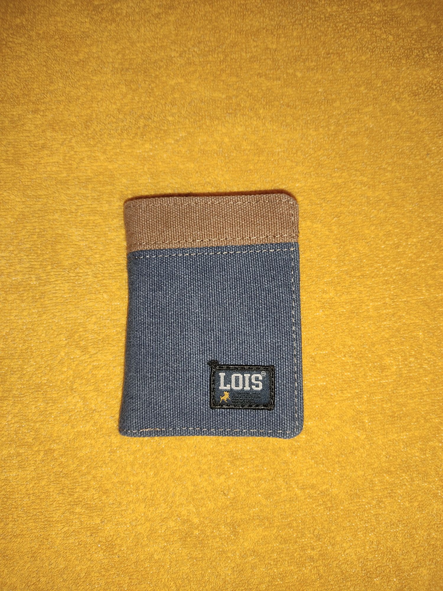 Carteira Lois em tecido Azul e Castanha