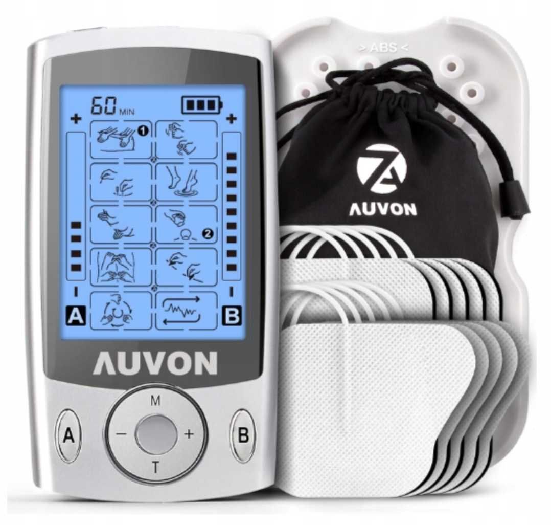 AUVON AS8012 Elektrostymulator mięśni dwukanałowy ZESTAW