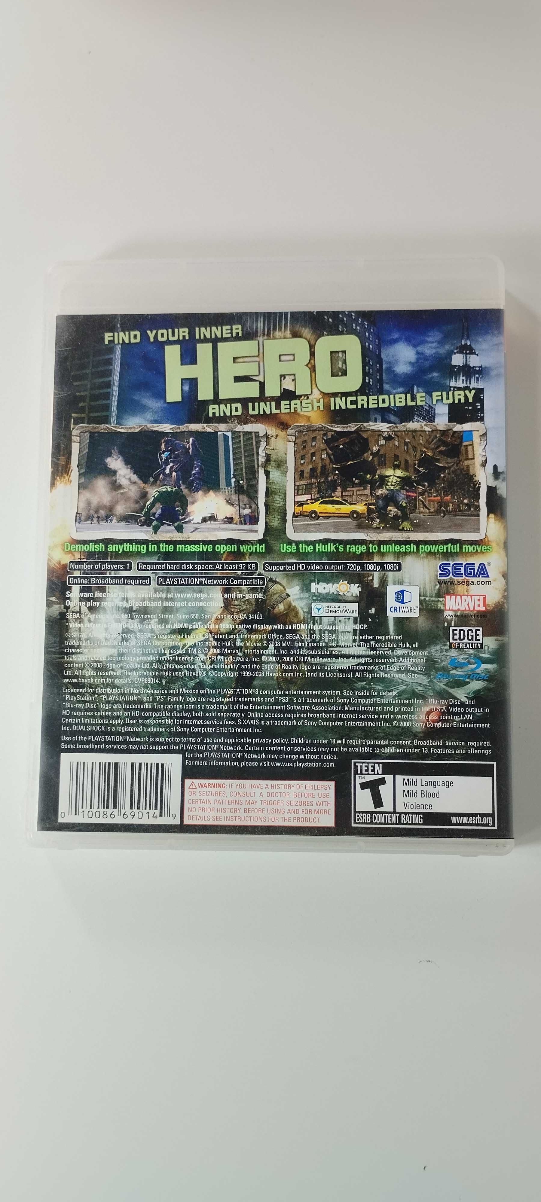 The Incredible Hulk Playstation 3 PS3