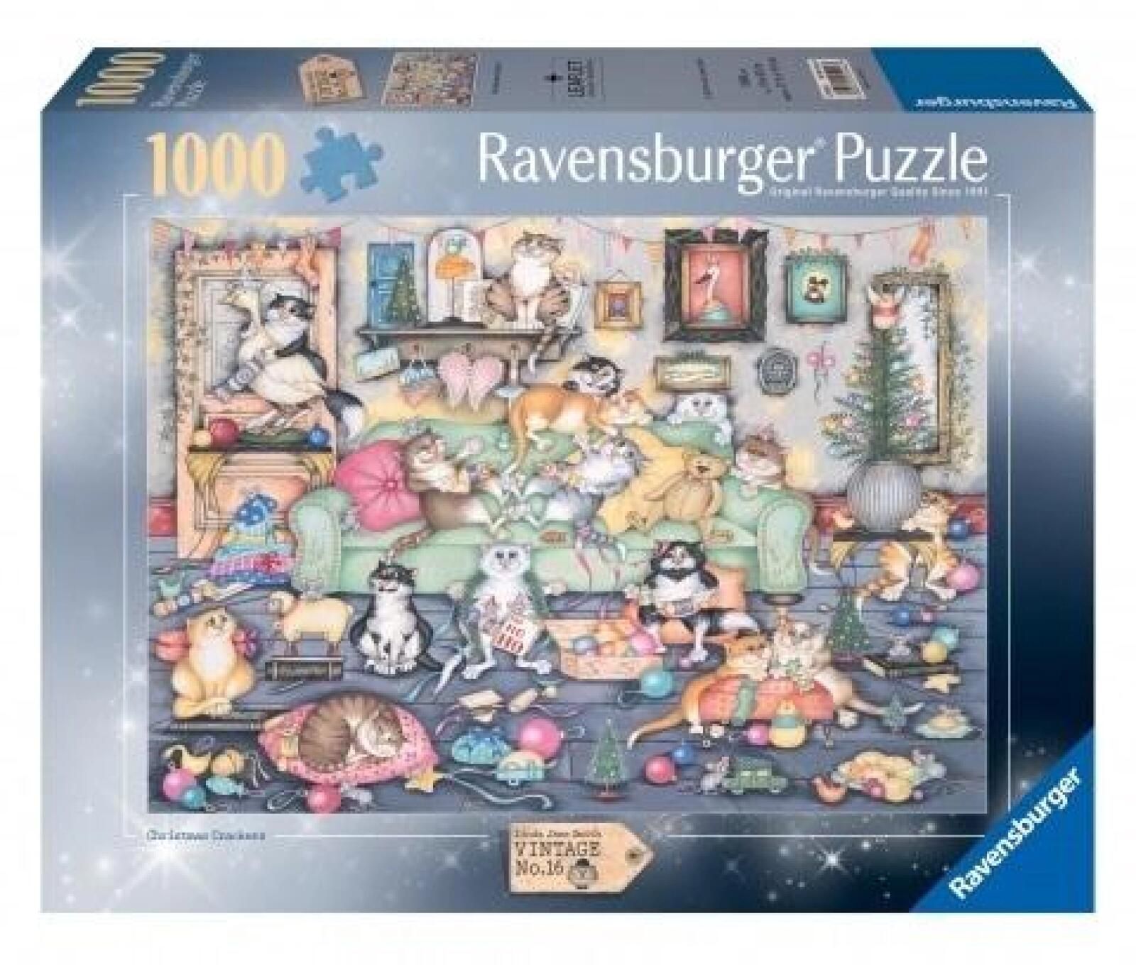 Puzzle 1000 Łobuziarskie koty w święta pudełko,335x255 mm