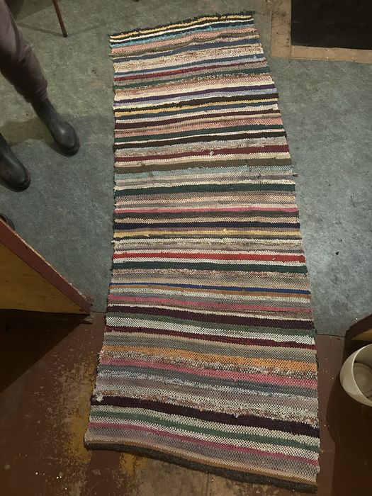 Ręcznie tkany pasiak, chodnik z PRL