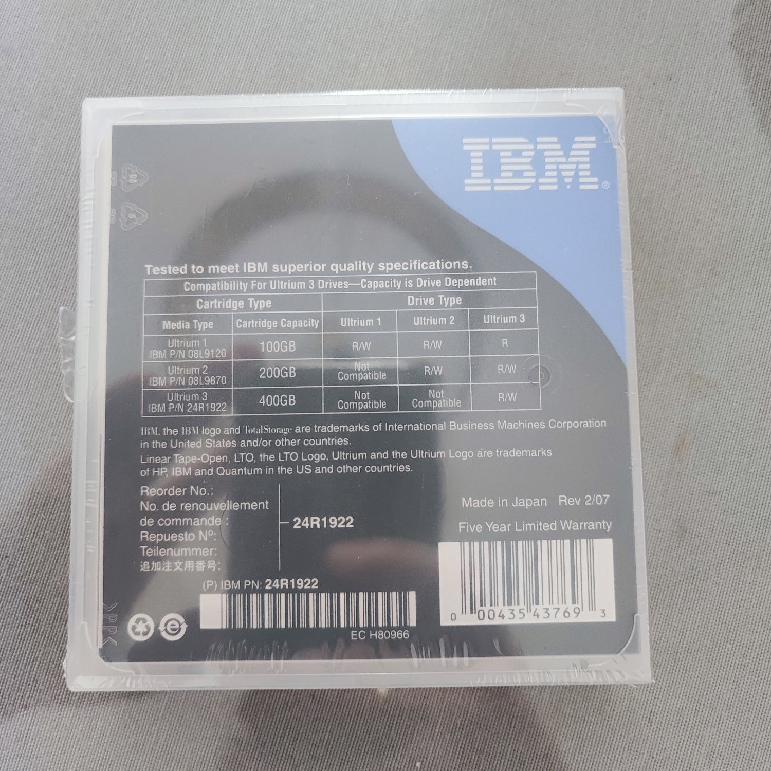 Taśma IBM LTO 400GB nowa
