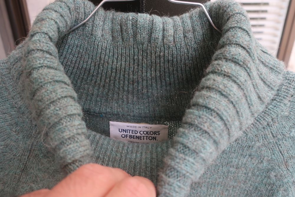 Camisola Vintage Benetton com gola (100% lã, Made in Italy, M)