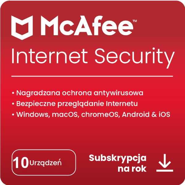 McAfee Program Antywirusowy Internet Security 10 PC / 1 Rok
