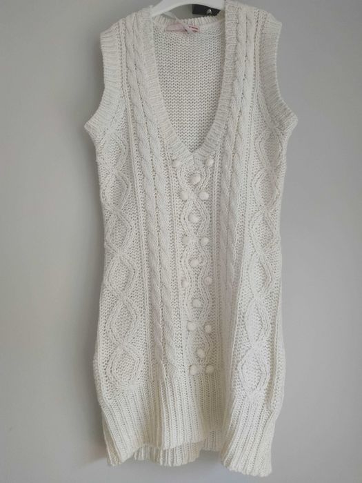 Piękny sweter tunika 34 XS Tally Weil srebrna nitka