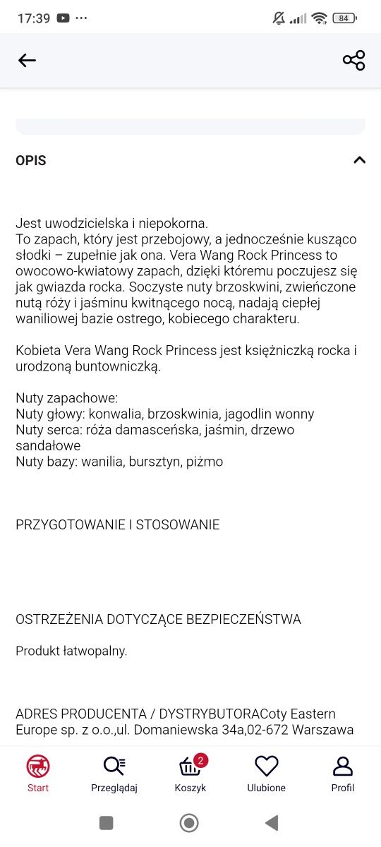 Nowa mgiełka perfumowana Vera Wang Rock princess 250ml
