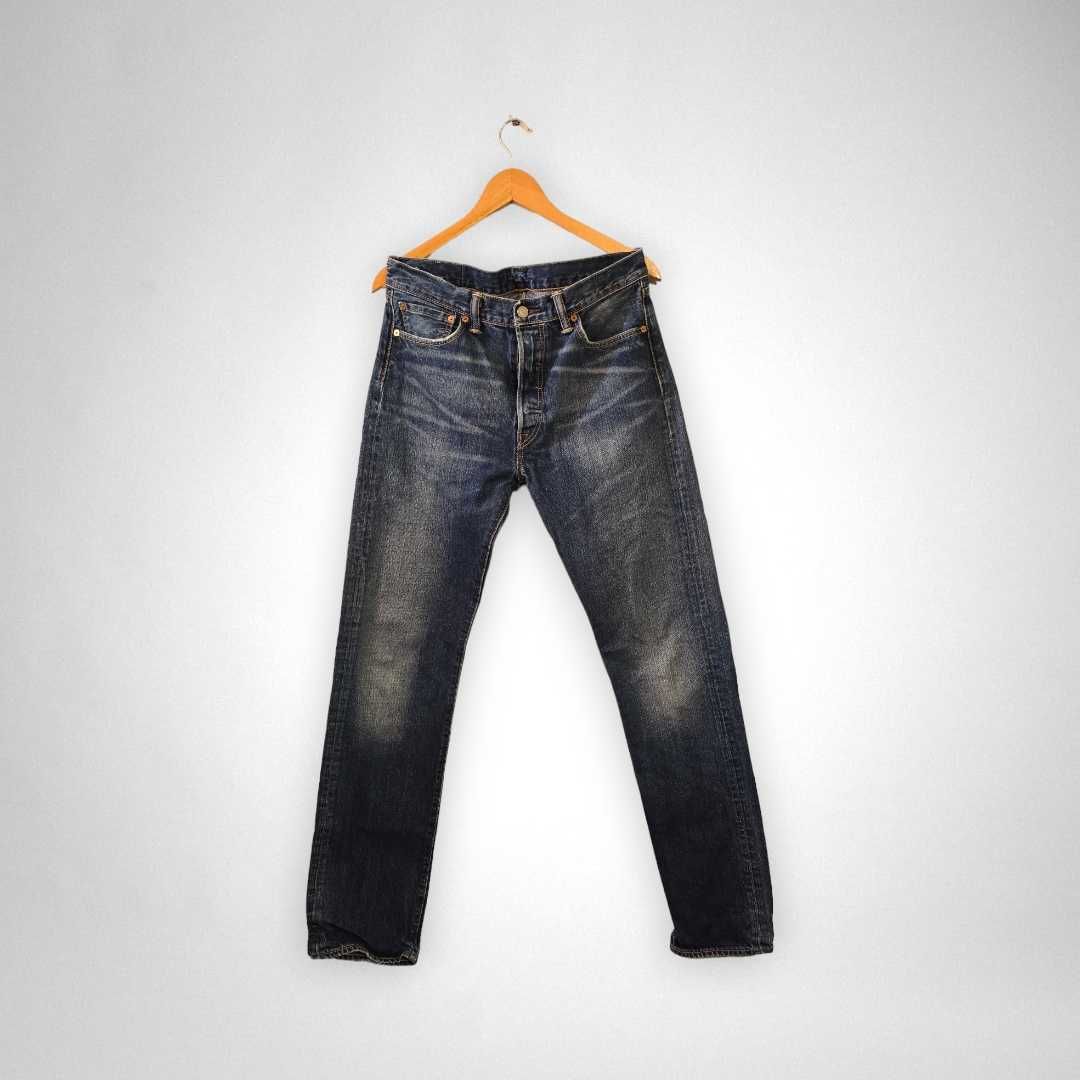 Jeansy męskie proste straight Levi's 501 granatowe niebieskie W33 L36