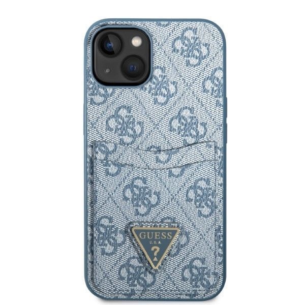 Etui na iPhone 13 / 14 / 15 Guess 4G Double Card Triangle Logo Blue