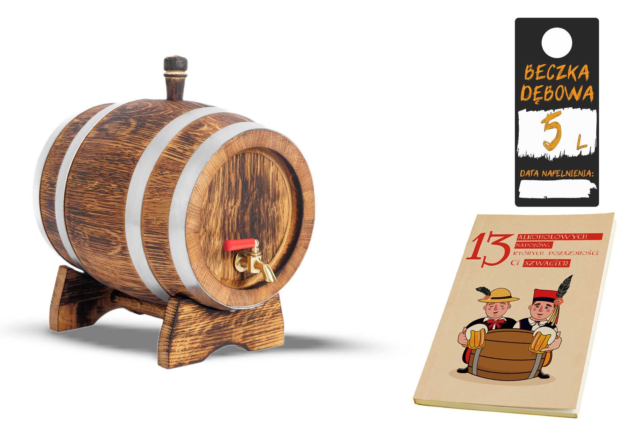 Dębowa beczka 5L na whisky bimber wino nalewki prezent (opalona)
