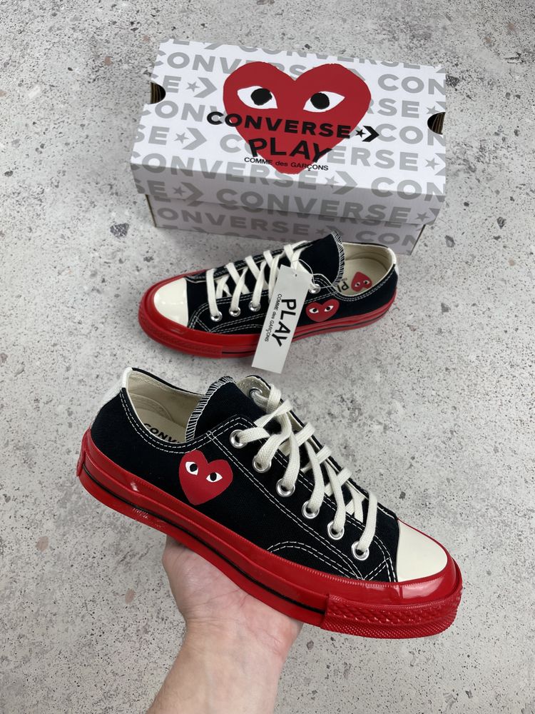 Comme des Garcons PLAY x Converse Chuck 70 Low Black/Red кеди Оригінал