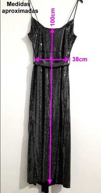 Vestido midi de festa com cinto da Zara T: M Novo c/etiqueta