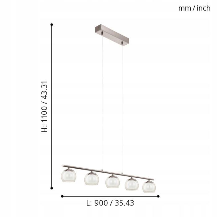 Lampa wisząca EGLO ASCOLESE LED bursztynowy, biały, nikiel mat