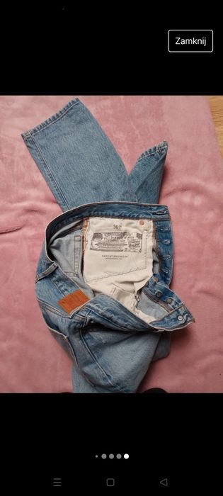 Jasnoniebieskie jeansy Levi's 501 , dziury,  W 26 L 28